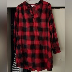 Pink Lily Red and Black Plaid Top